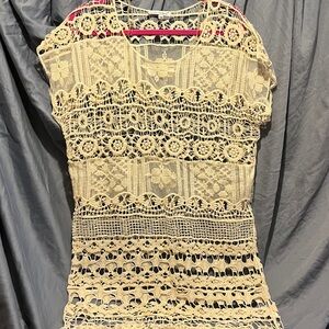 Blue Island Cream Crochet Lace Coverup/Blouse